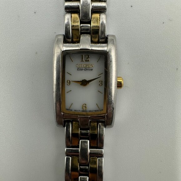 Citizen Eco Drive Watch Women Two Tone Mother of Pearl Dial Solar Powered 5.5" - Picture 1 of 13